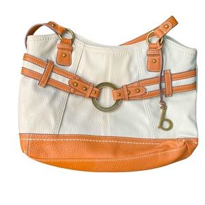 BOC Purse Born Concepts Brimfield Shopper Tote Faux Leather Bag Cream Brown